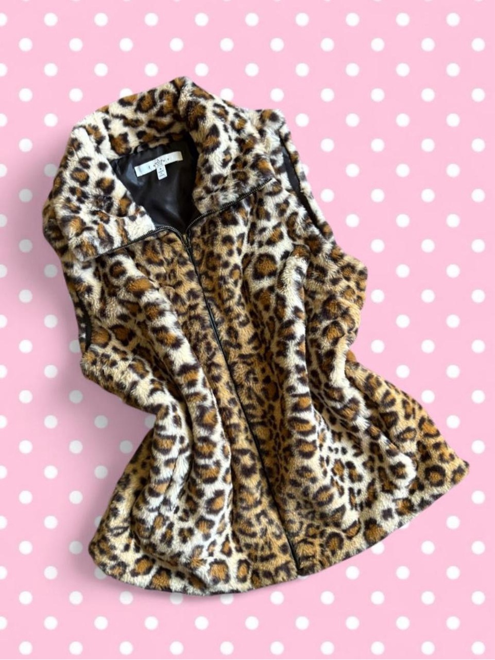 Fever Leopard Print Faux Fur Vest in Brown and Black